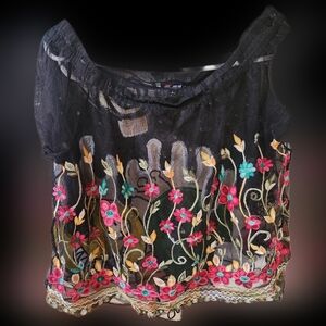 Miche Pink and Blue Embellished Ruffled Blouse